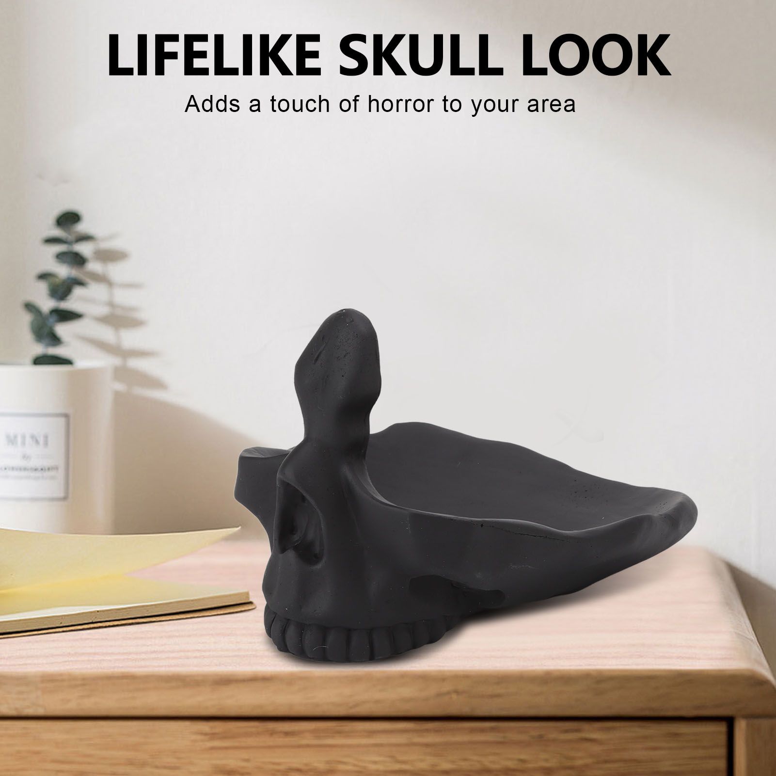 Skull Glasses Stand Lifelike Scratch Resistant Practical Statue Eyeglasses Holder with Storage Tray for Home V1294-YM0512-3115220130311