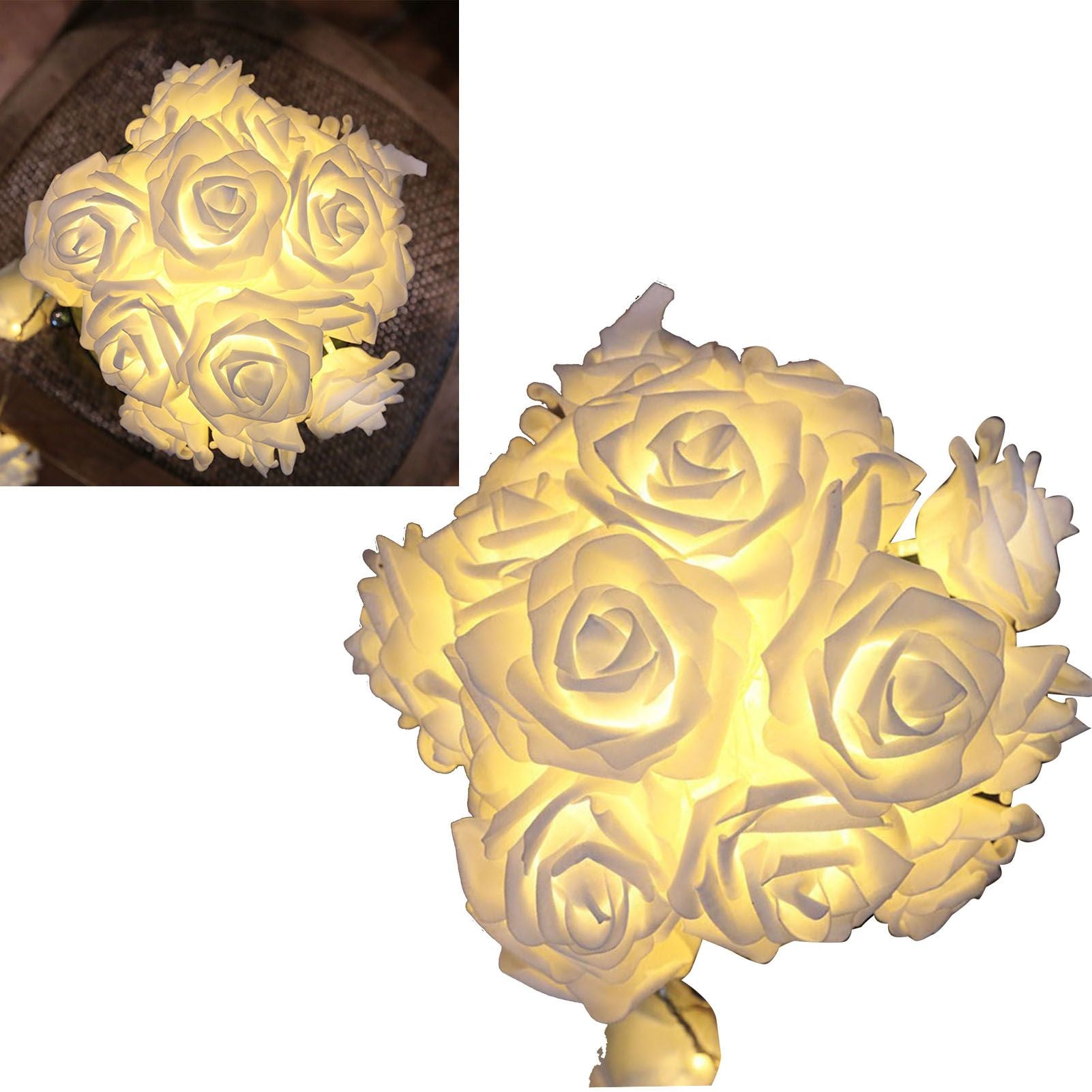 LED Rose Flower String Light Simulated Rose Flower Fairy String Lights for Wedding Home Party Decoration 20 V1294-YM0512-3115220133111