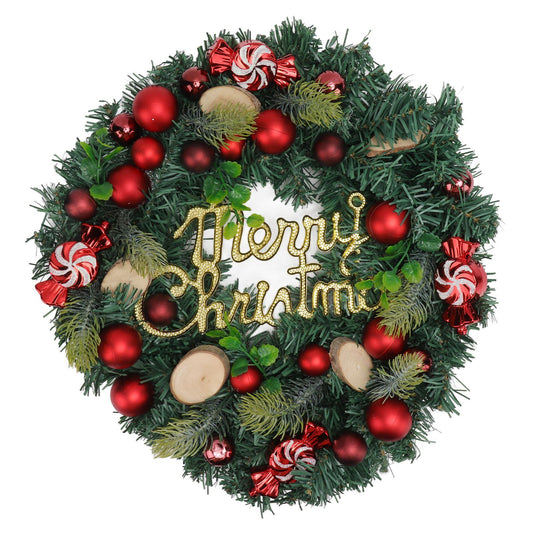 Artificial Christmas Wreath for Front Door Pine Needle Red Candy Christmas Garland Decorations for Home Mall V1294-YM0512-3115220134411
