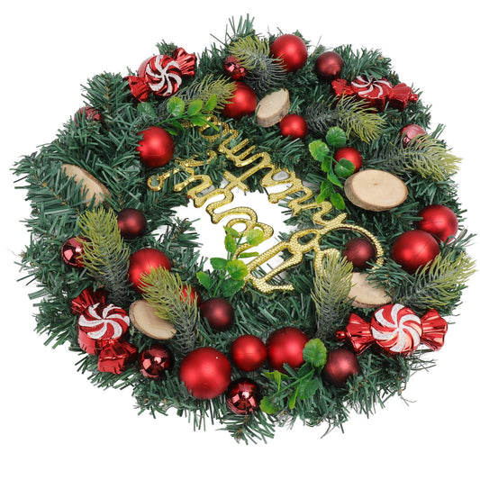 Artificial Christmas Wreath for Front Door Pine Needle Red Candy Christmas Garland Decorations for Home Mall V1294-YM0512-3115220134411