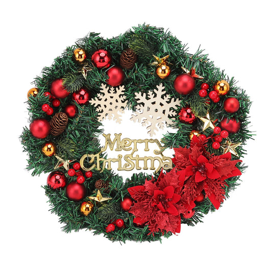 Christmas Wreath Snow Pine Cone Xmas Ball Wreath for Indoor Outdoor Holiday Decorations V1294-YM0512-3115220134811