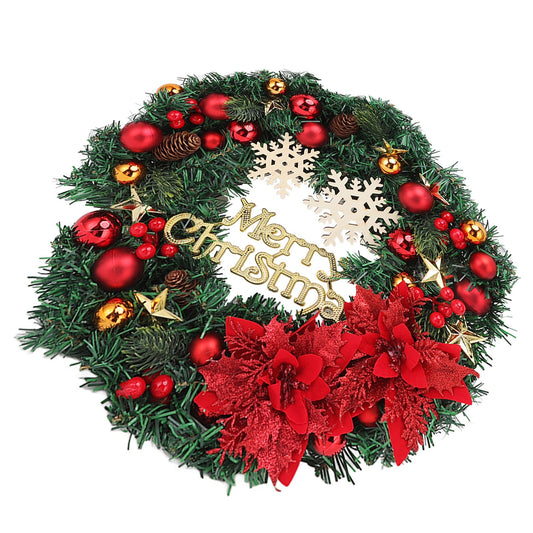Christmas Wreath Snow Pine Cone Xmas Ball Wreath for Indoor Outdoor Holiday Decorations V1294-YM0512-3115220134811