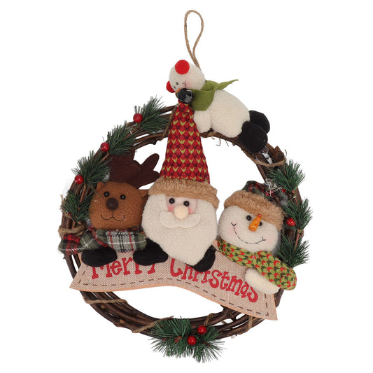 Christmas Wreath Fadeless Durable Joyful Vibes Rich Bright Colors Grapevine Wreath for Door Window Decor Old V1294-YM0512-3115220135112