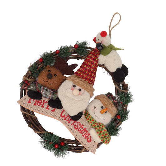 Christmas Wreath Fadeless Durable Joyful Vibes Rich Bright Colors Grapevine Wreath for Door Window Decor Old V1294-YM0512-3115220135112
