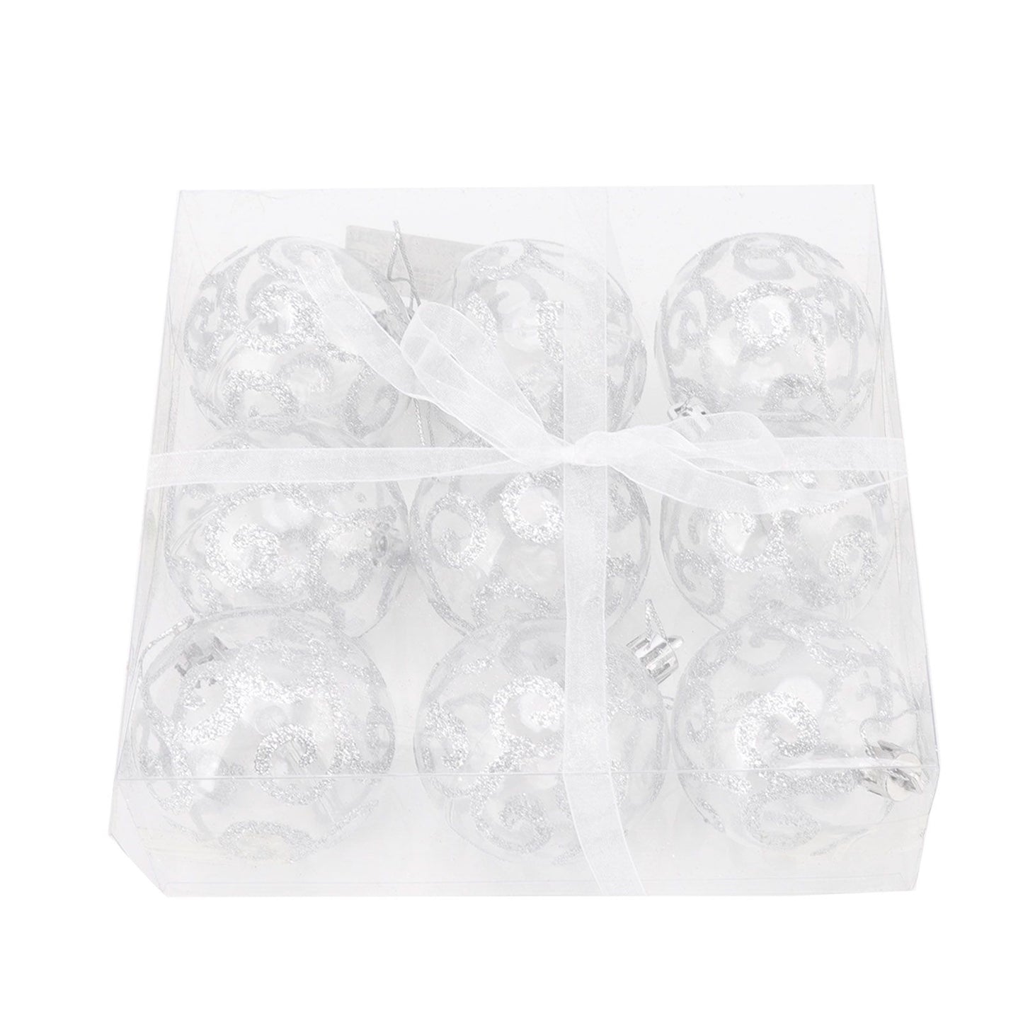 9Pcs Christmas Ball Ornaments Exquisite Plastic Shatterproof Hanging Christmas Tree Ornaments for Home Silver V1294-YM0512-3115220137214