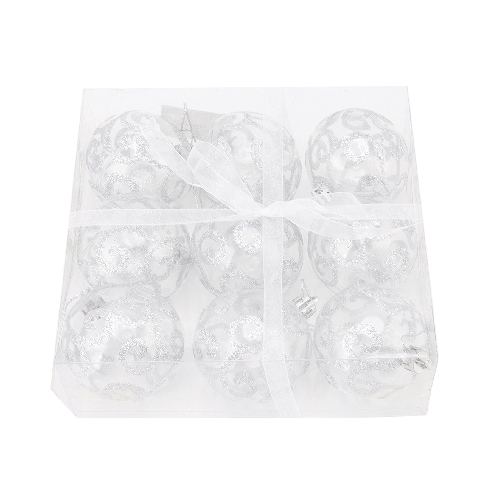 9Pcs Christmas Ball Ornaments Exquisite Plastic Shatterproof Hanging Christmas Tree Ornaments for Home Silver V1294-YM0512-3115220137214