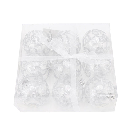9Pcs Christmas Ball Ornaments Exquisite Plastic Shatterproof Hanging Christmas Tree Ornaments for Home Silver V1294-YM0512-3115220137214
