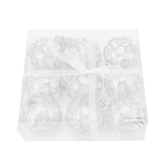 9Pcs Christmas Ball Ornaments Exquisite Plastic Shatterproof Hanging Christmas Tree Ornaments for Home Silver V1294-YM0512-3115220137214