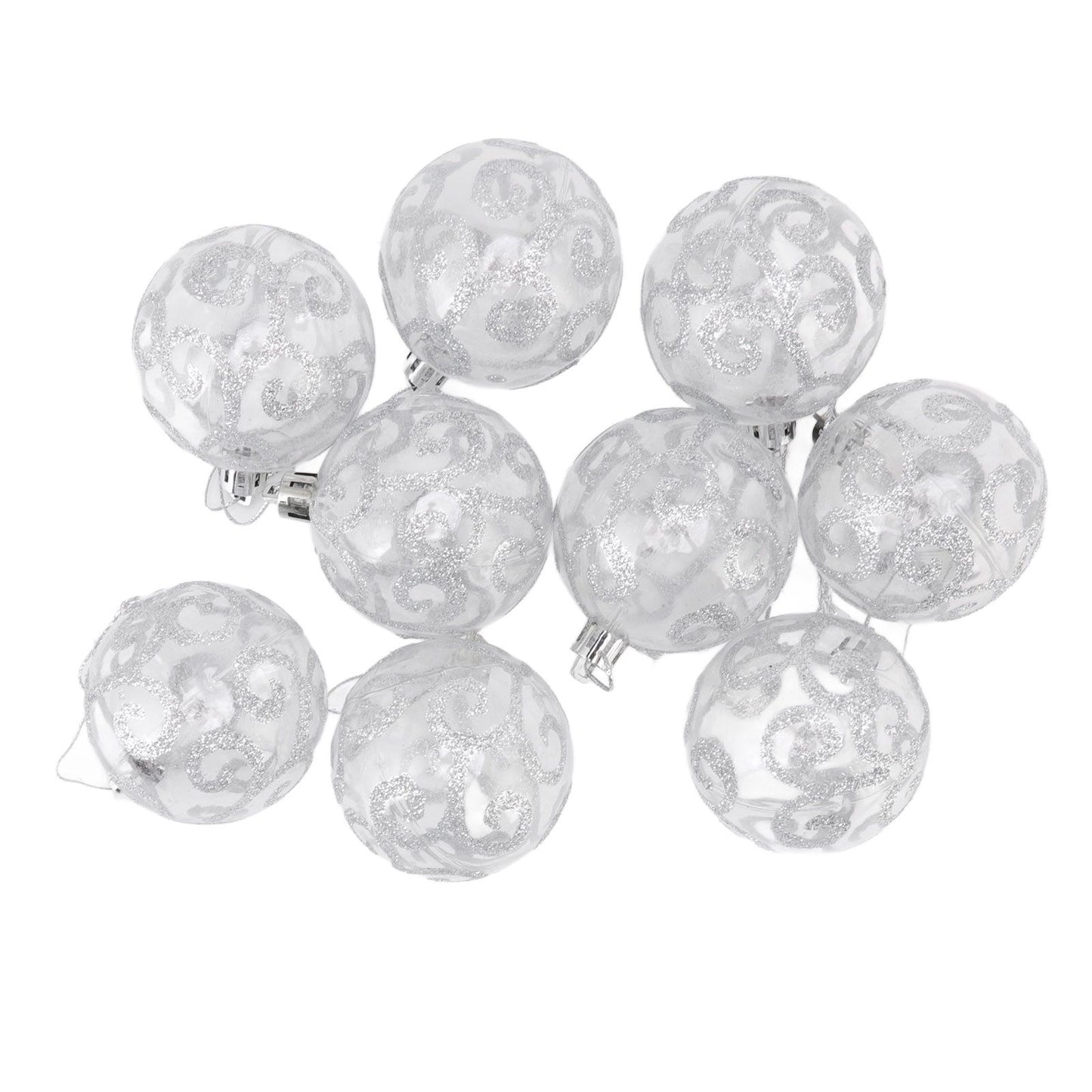 9Pcs Christmas Ball Ornaments Exquisite Plastic Shatterproof Hanging Christmas Tree Ornaments for Home Silver V1294-YM0512-3115220137214