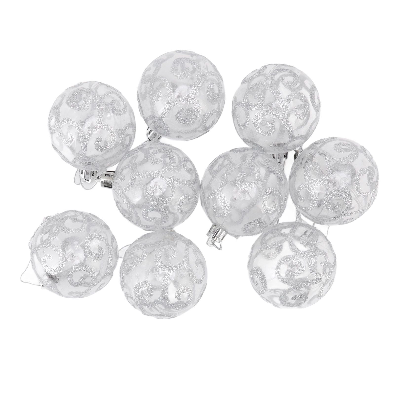 9Pcs Christmas Ball Ornaments Exquisite Plastic Shatterproof Hanging Christmas Tree Ornaments for Home Silver V1294-YM0512-3115220137214