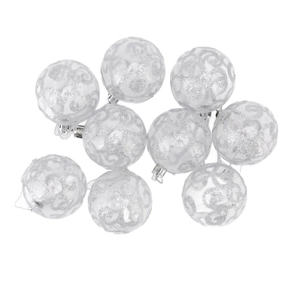 9Pcs Christmas Ball Ornaments Exquisite Plastic Shatterproof Hanging Christmas Tree Ornaments for Home Silver V1294-YM0512-3115220137214