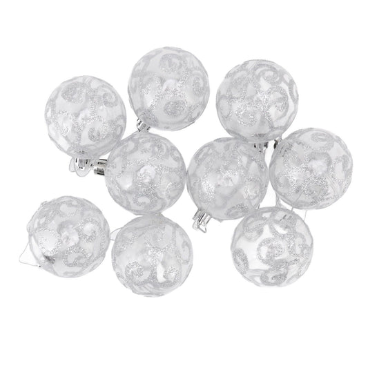9Pcs Christmas Ball Ornaments Exquisite Plastic Shatterproof Hanging Christmas Tree Ornaments for Home Silver V1294-YM0512-3115220137214