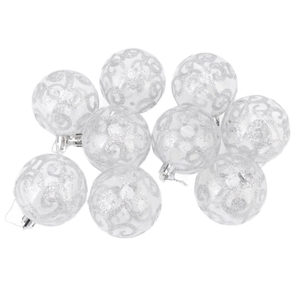 9Pcs Christmas Ball Ornaments Exquisite Plastic Shatterproof Hanging Christmas Tree Ornaments for Home Silver V1294-YM0512-3115220137214