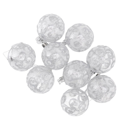 9Pcs Christmas Ball Ornaments Exquisite Plastic Shatterproof Hanging Christmas Tree Ornaments for Home Silver V1294-YM0512-3115220137214