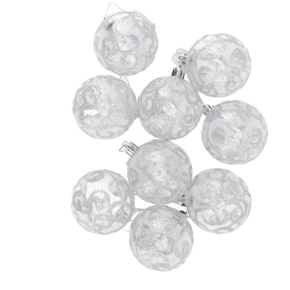 9Pcs Christmas Ball Ornaments Exquisite Plastic Shatterproof Hanging Christmas Tree Ornaments for Home Silver V1294-YM0512-3115220137214