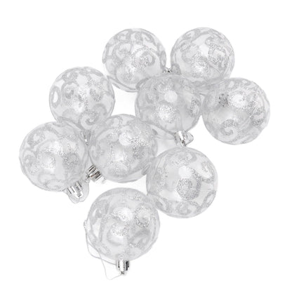 9Pcs Christmas Ball Ornaments Exquisite Plastic Shatterproof Hanging Christmas Tree Ornaments for Home Silver V1294-YM0512-3115220137214