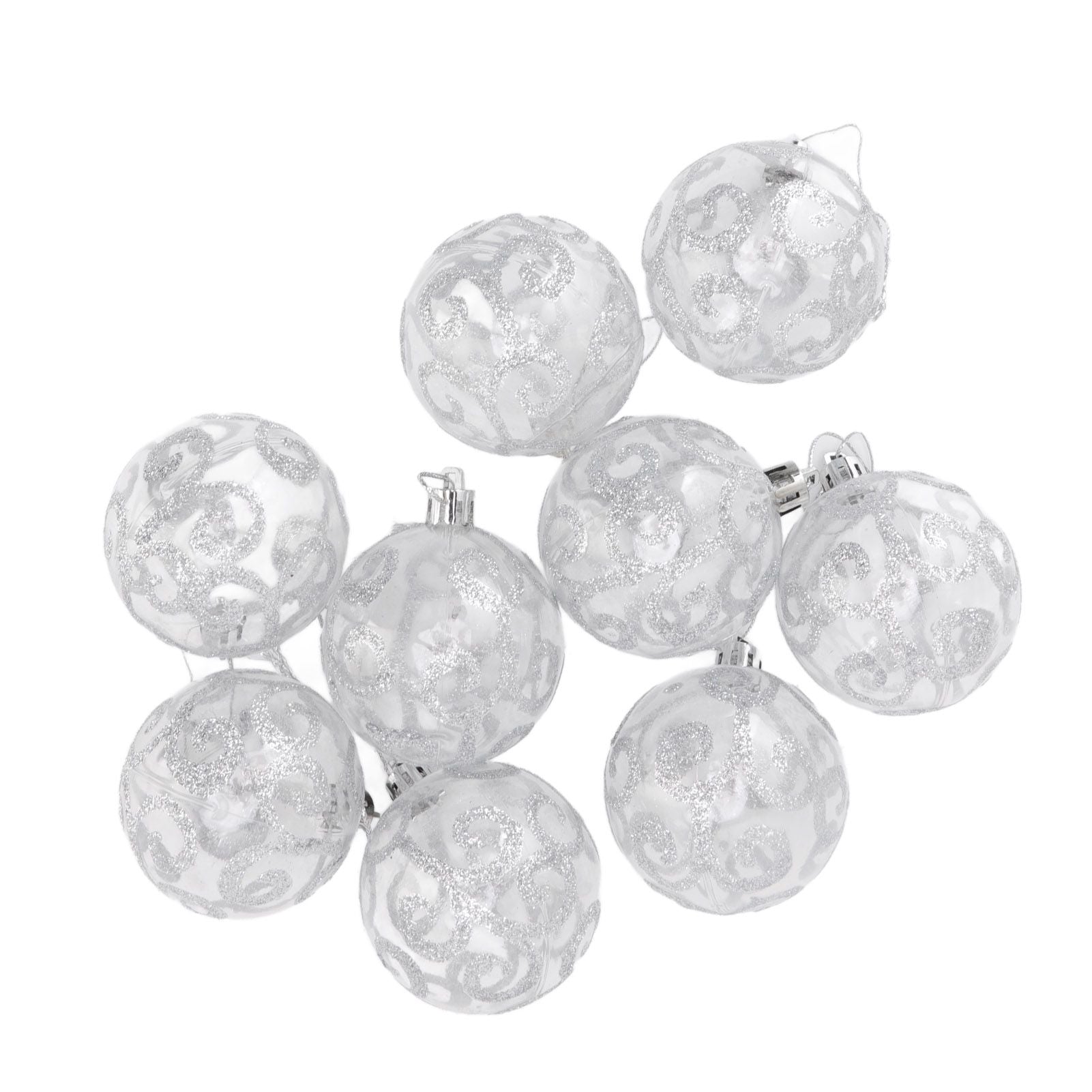9Pcs Christmas Ball Ornaments Exquisite Plastic Shatterproof Hanging Christmas Tree Ornaments for Home Silver V1294-YM0512-3115220137214