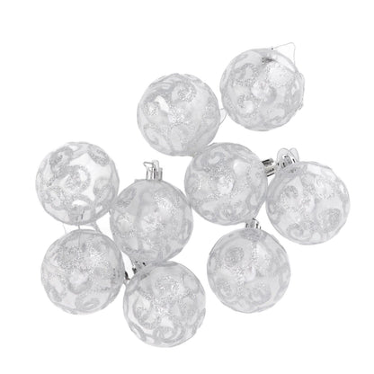 9Pcs Christmas Ball Ornaments Exquisite Plastic Shatterproof Hanging Christmas Tree Ornaments for Home Silver V1294-YM0512-3115220137214