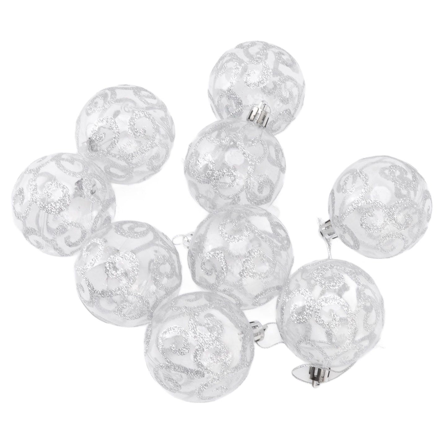 9Pcs Christmas Ball Ornaments Exquisite Plastic Shatterproof Hanging Christmas Tree Ornaments for Home Silver V1294-YM0512-3115220137214
