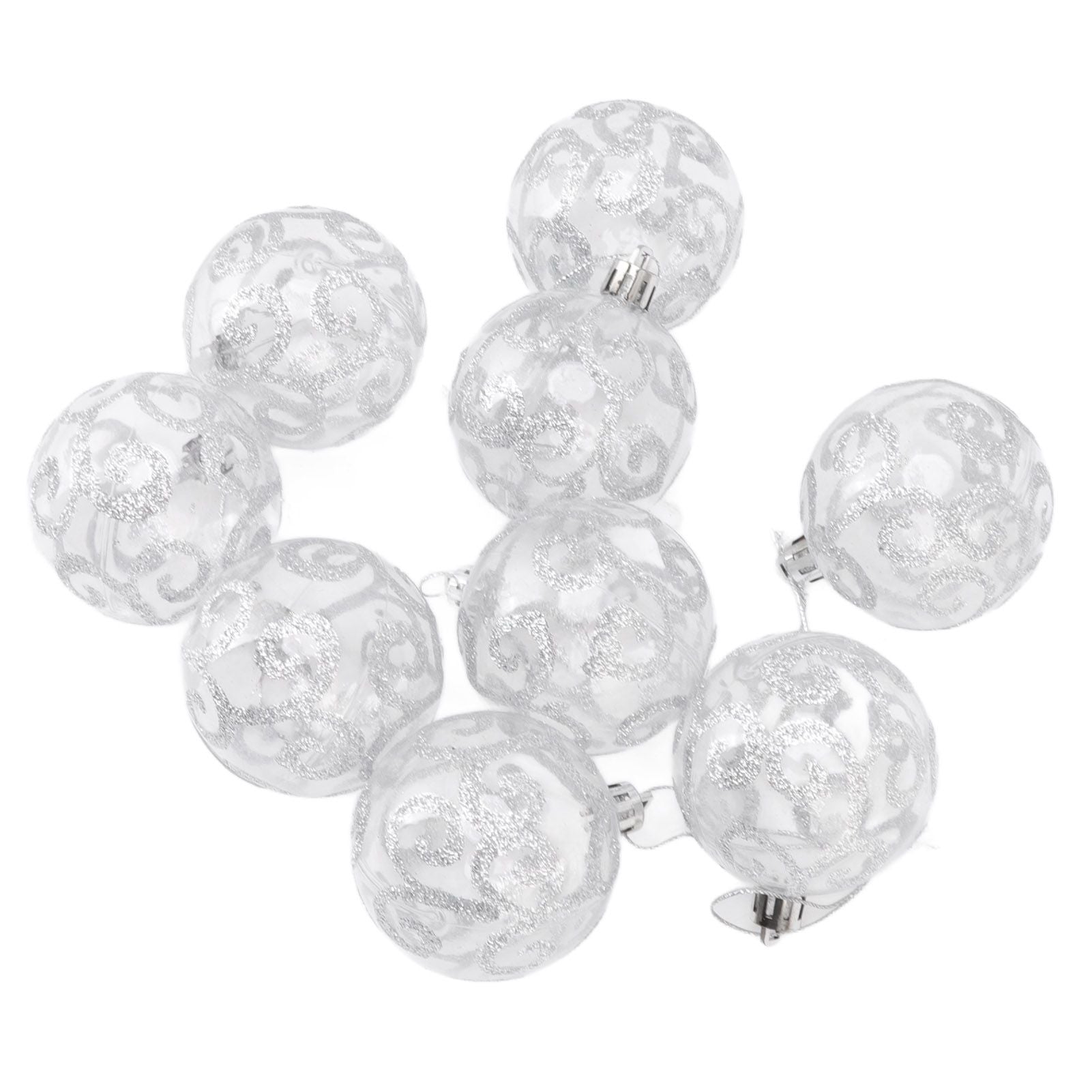 9Pcs Christmas Ball Ornaments Exquisite Plastic Shatterproof Hanging Christmas Tree Ornaments for Home Silver V1294-YM0512-3115220137214