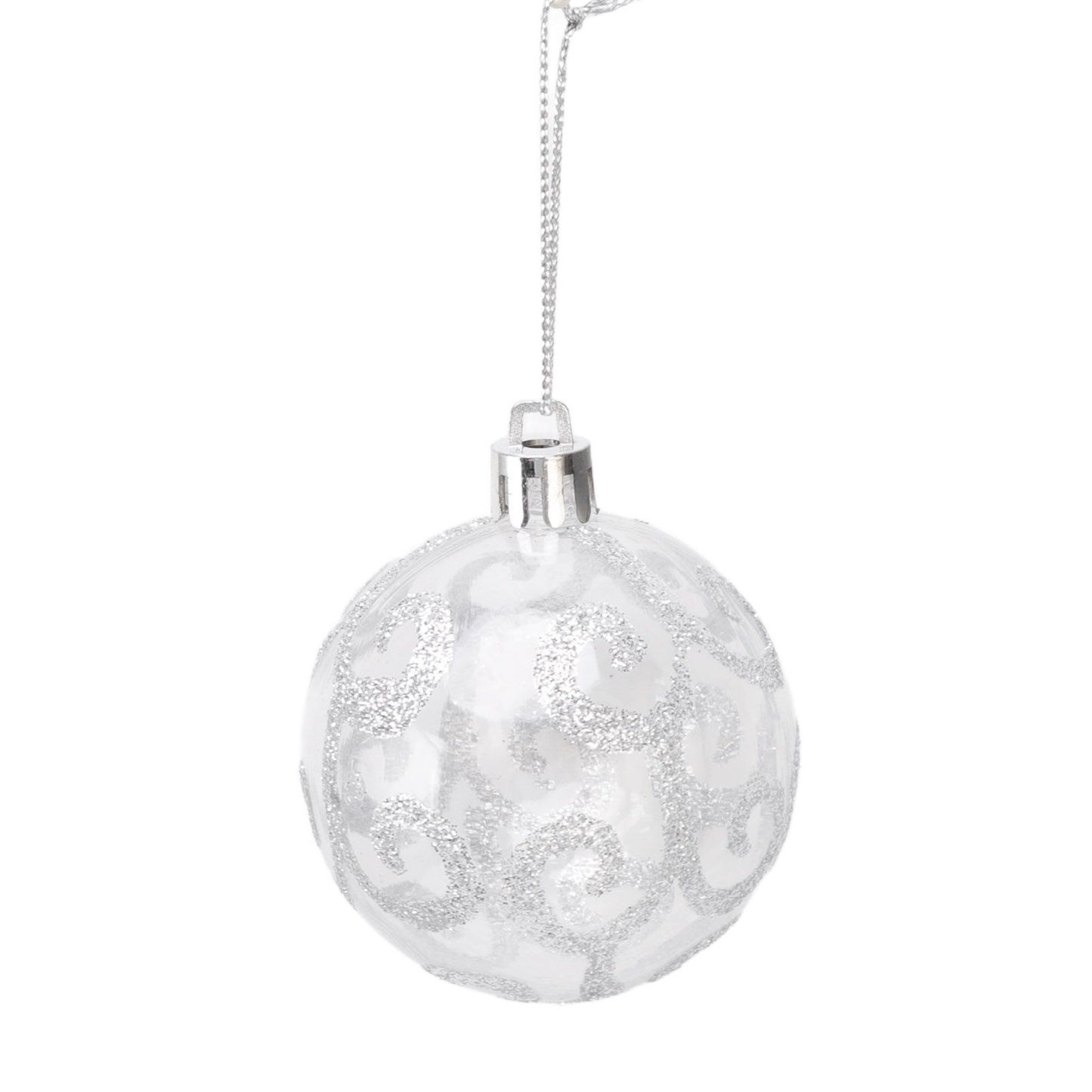 9Pcs Christmas Ball Ornaments Exquisite Plastic Shatterproof Hanging Christmas Tree Ornaments for Home Silver V1294-YM0512-3115220137214