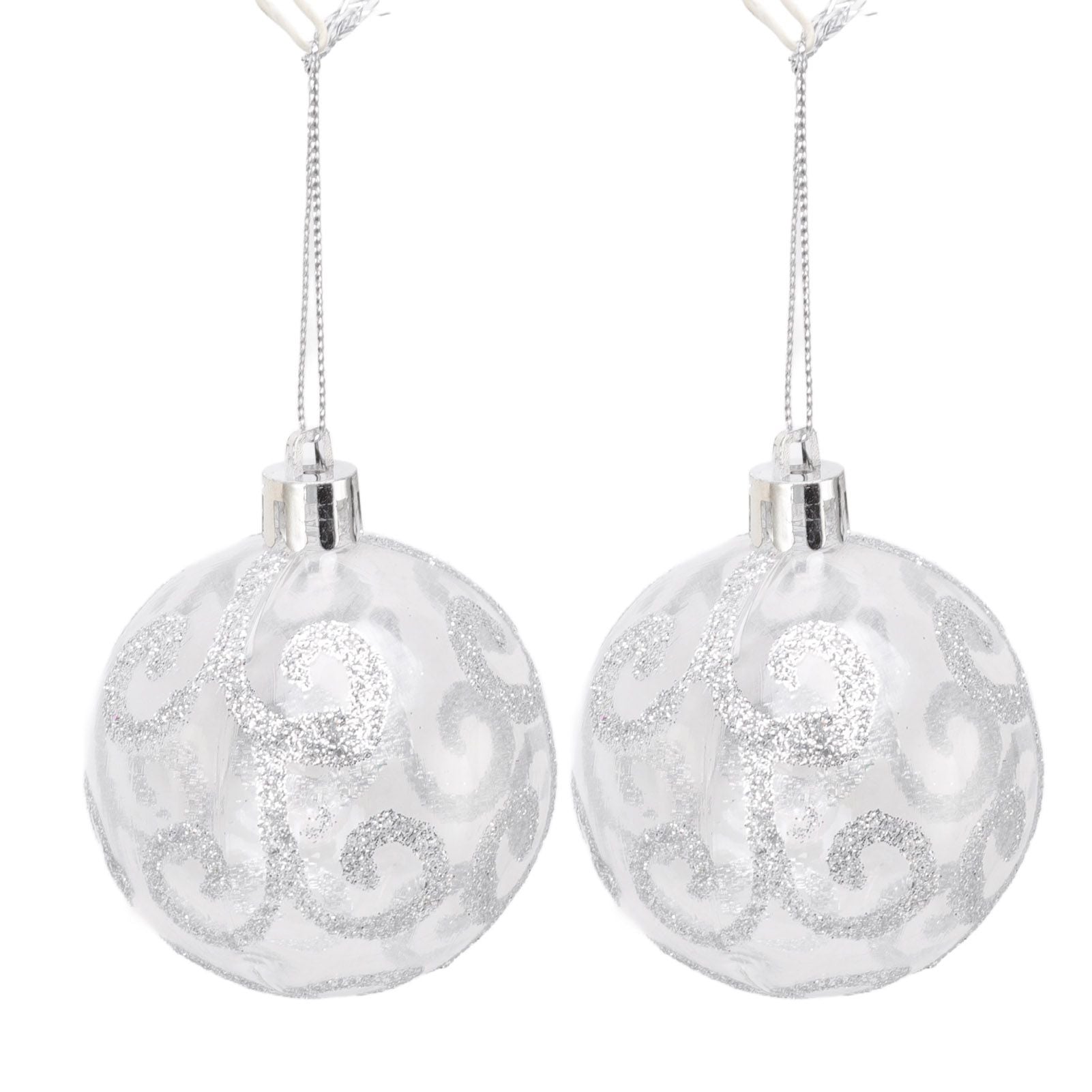 9Pcs Christmas Ball Ornaments Exquisite Plastic Shatterproof Hanging Christmas Tree Ornaments for Home Silver V1294-YM0512-3115220137214