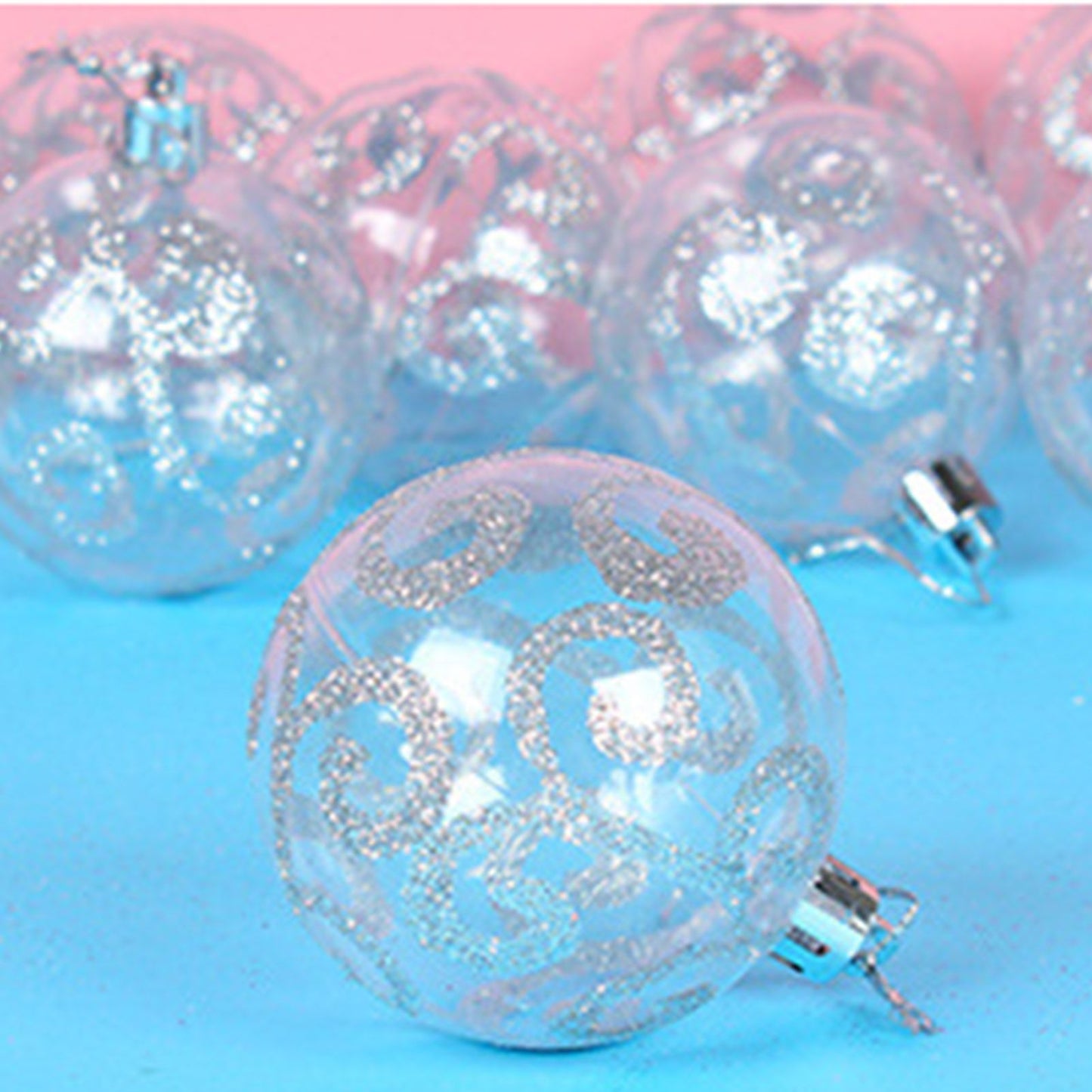 9Pcs Christmas Ball Ornaments Exquisite Plastic Shatterproof Hanging Christmas Tree Ornaments for Home Silver V1294-YM0512-3115220137214