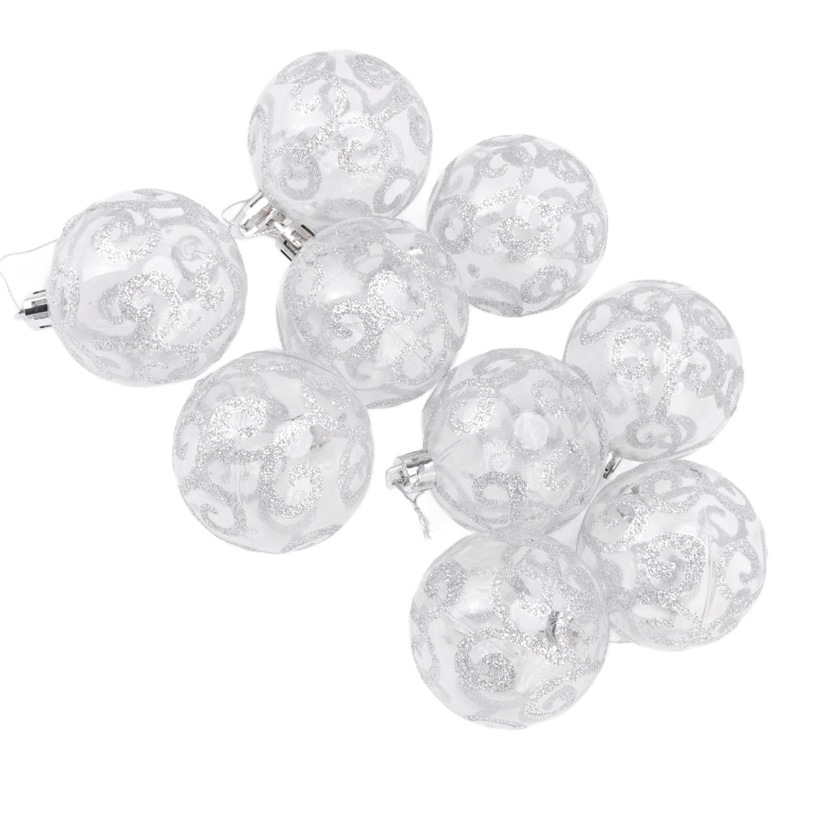 9Pcs Christmas Ball Ornaments Exquisite Plastic Shatterproof Hanging Christmas Tree Ornaments for Home Silver V1294-YM0512-3115220137214