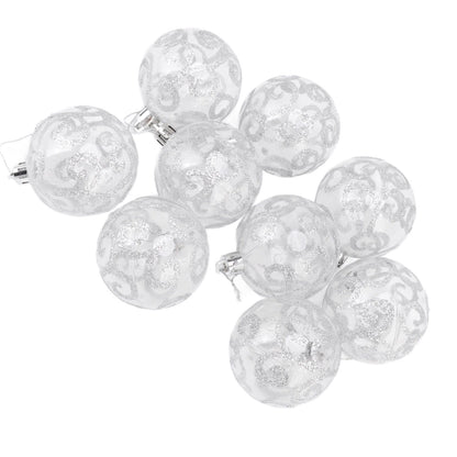 9Pcs Christmas Ball Ornaments Exquisite Plastic Shatterproof Hanging Christmas Tree Ornaments for Home Silver V1294-YM0512-3115220137214