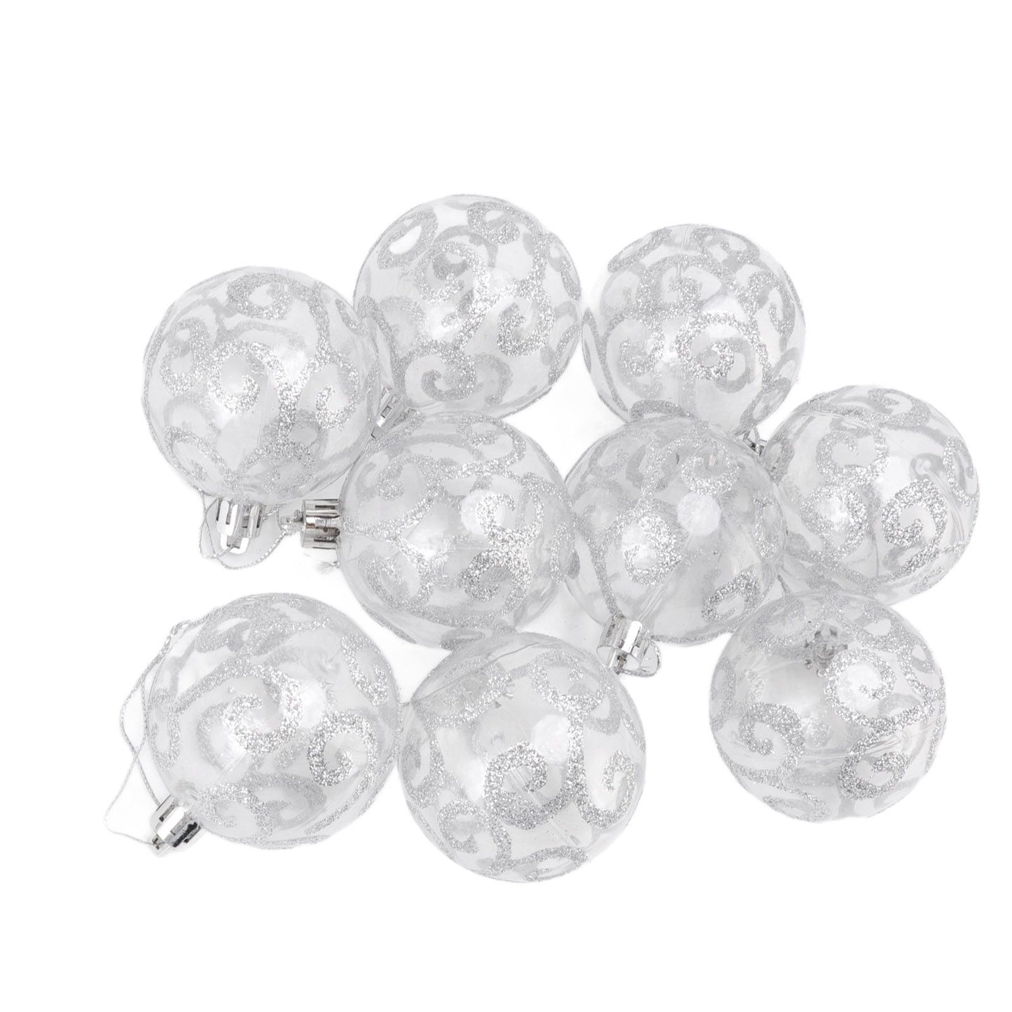 9Pcs Christmas Ball Ornaments Exquisite Plastic Shatterproof Hanging Christmas Tree Ornaments for Home Silver V1294-YM0512-3115220137214