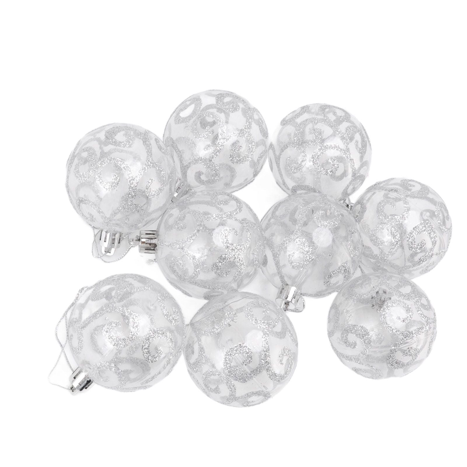 9Pcs Christmas Ball Ornaments Exquisite Plastic Shatterproof Hanging Christmas Tree Ornaments for Home Silver V1294-YM0512-3115220137214