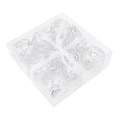 9Pcs Christmas Ball Ornaments Exquisite Plastic Shatterproof Hanging Christmas Tree Ornaments for Home Silver V1294-YM0512-3115220137214
