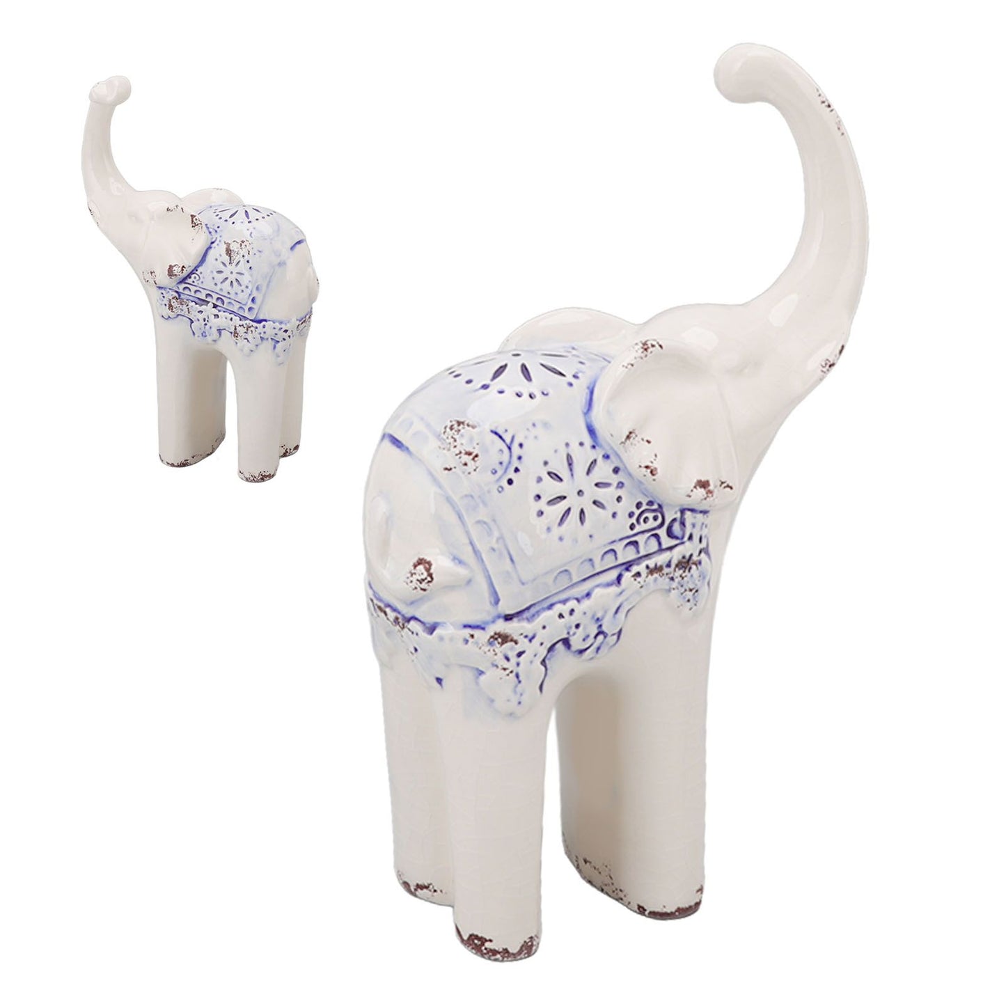 Elephant Ceramic Decor Safe Round Slippy Exquisite Porcelain Elephant Sculpture for Home Office Ornament S V1294-YM0512-3115220138311