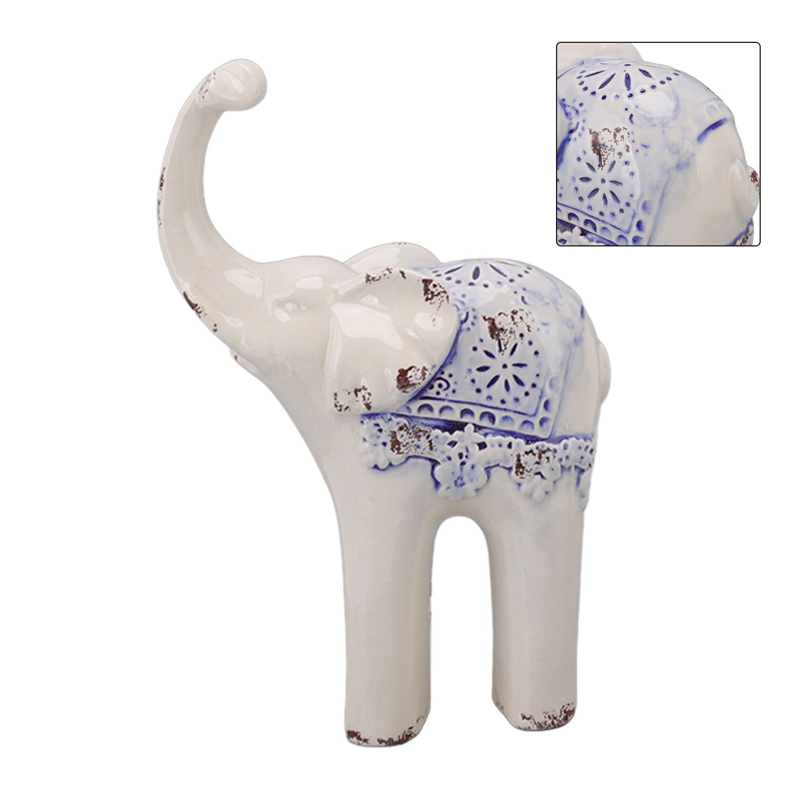 Elephant Ceramic Decor Safe Round Slippy Exquisite Porcelain Elephant Sculpture for Home Office Ornament S V1294-YM0512-3115220138311