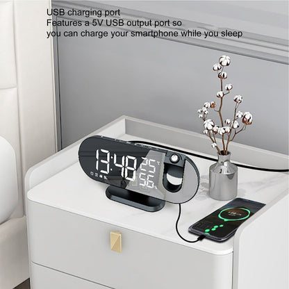 Projection Alarm Clock USB Powered Mirror Display Design High Brightness LED Light Source Ceiling Digital V1294-YM0512-3115220139011
