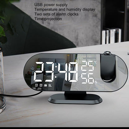 Projection Alarm Clock USB Powered Mirror Display Design High Brightness LED Light Source Ceiling Digital V1294-YM0512-3115220139011