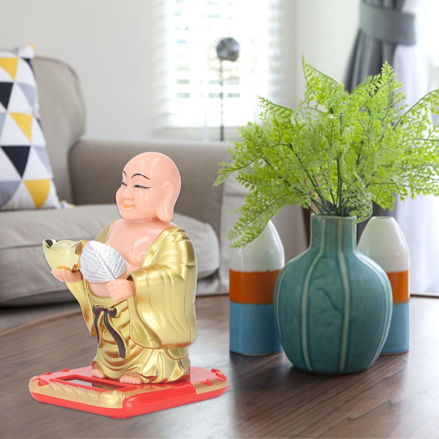 Standing Maitreya Buddha Solar Ornaments Light Energy Sensing Buddha Statue Decoration for Office Home Car V1294-YM0512-3115220142911