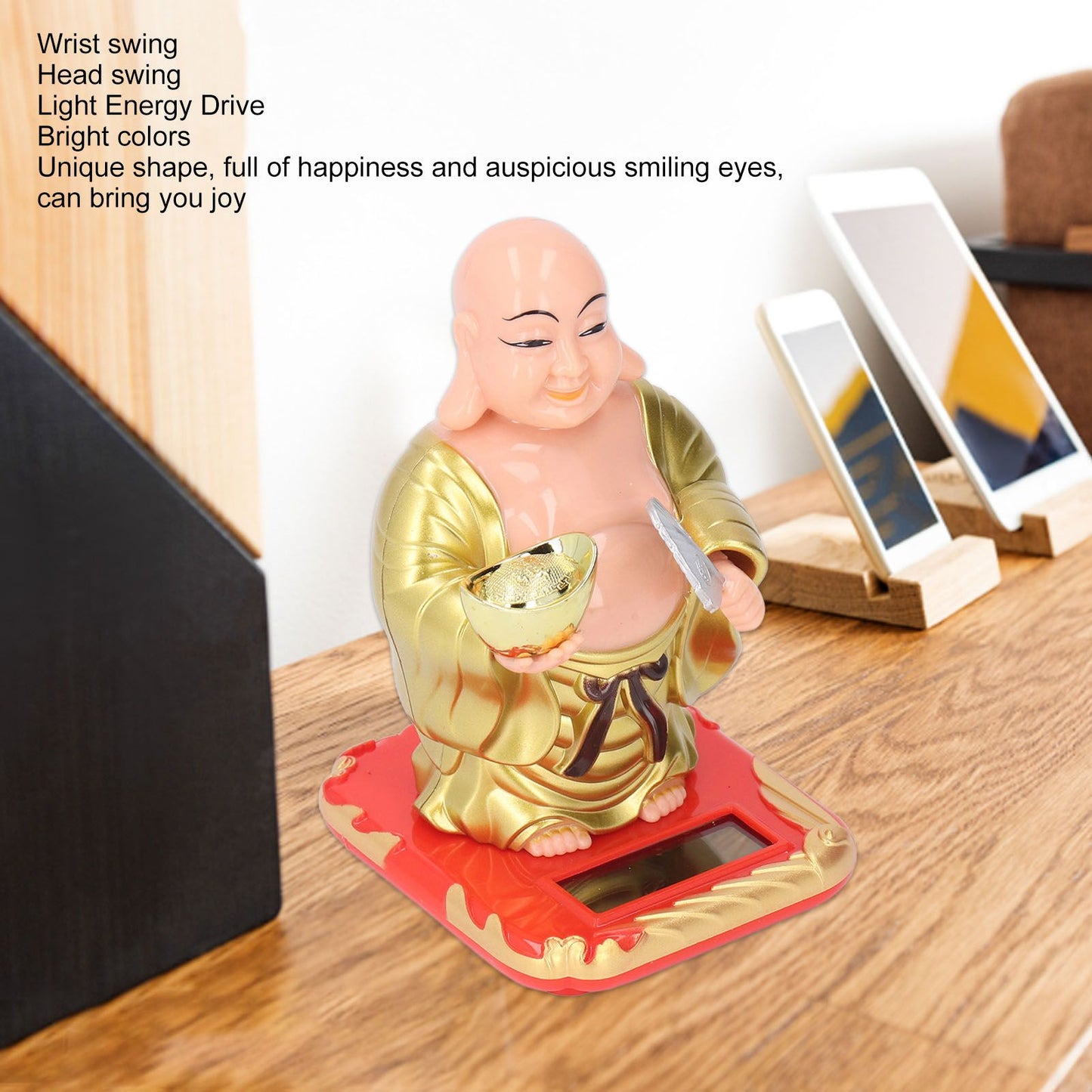 Standing Maitreya Buddha Solar Ornaments Light Energy Sensing Buddha Statue Decoration for Office Home Car V1294-YM0512-3115220142911