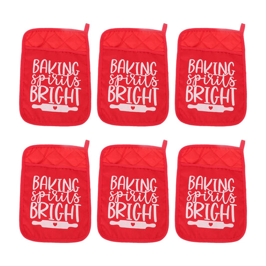 6Pcs Christmas Pot Holders with Pocket Heat Resistant Hot Pad Oven Mitts Cookie Bag Christmas Pot Rack Baking V1294-YM0512-3115220143811