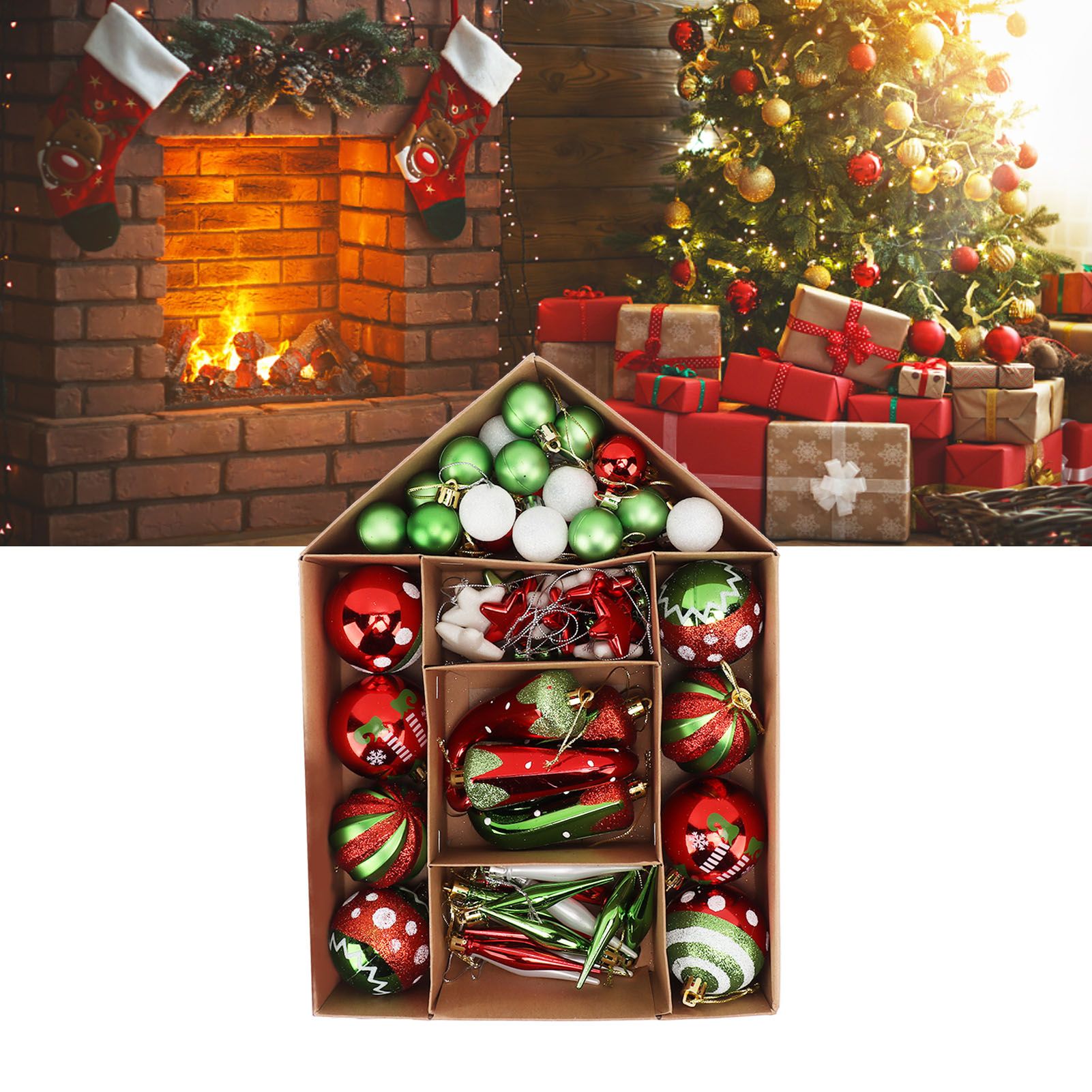 Christmas Tree Ornaments Assorted Set Lightweight Electroplated Christmas Tree Hanging Balls Pendants Set for V1294-YM0512-3115220146714