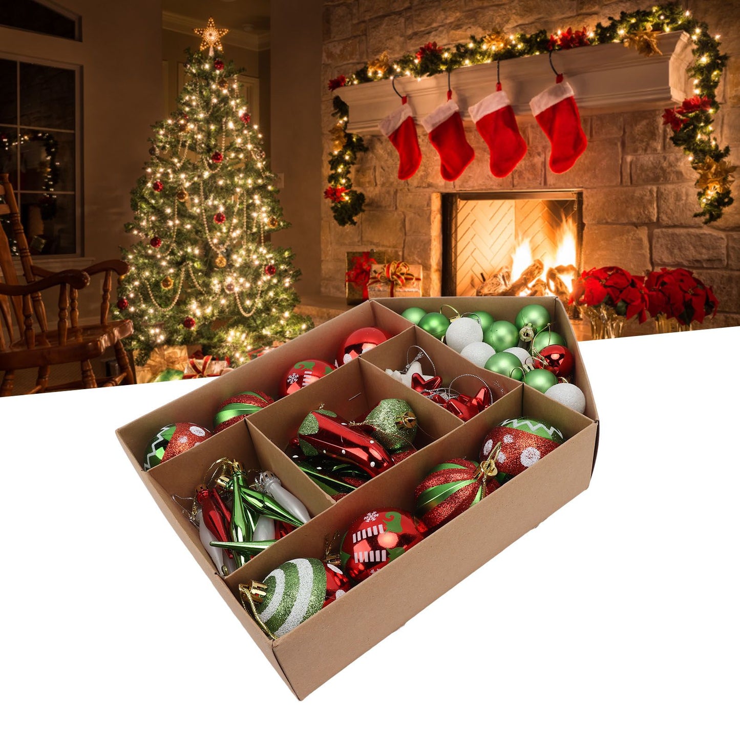Christmas Tree Ornaments Assorted Set Lightweight Electroplated Christmas Tree Hanging Balls Pendants Set for V1294-YM0512-3115220146714