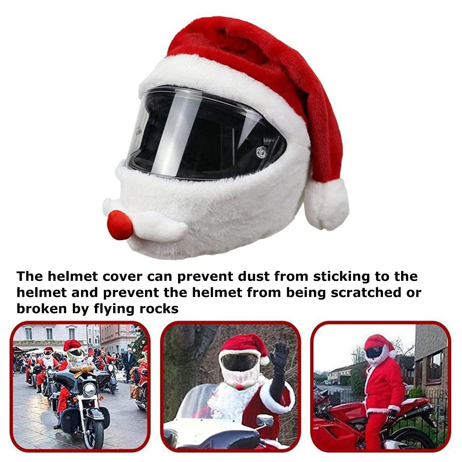 Christmas Helmet Cover Plush Scratch Proof Motorcycle Helmet Hat for Entertainment Decoration V1294-YM0512-3115220147011