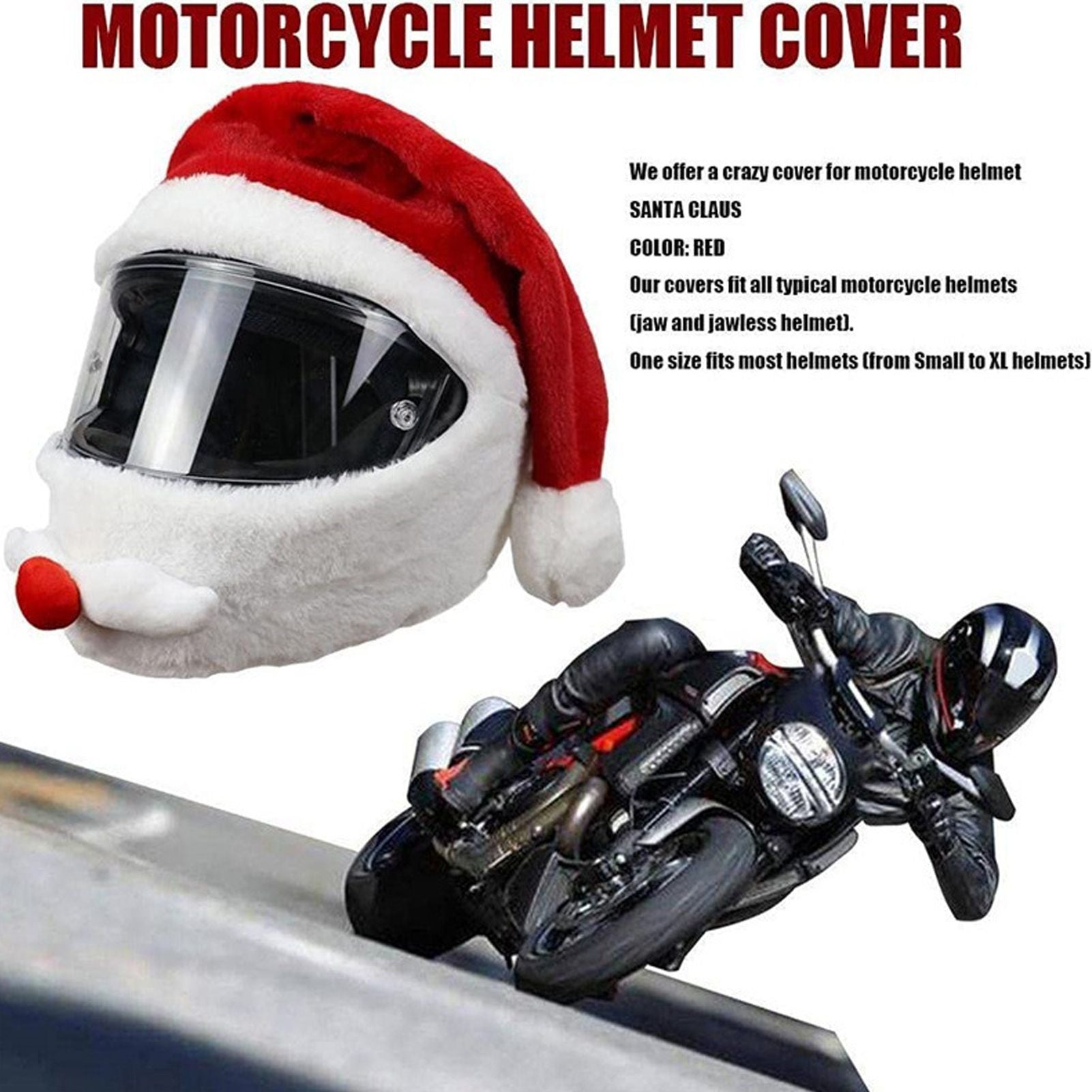 Christmas Helmet Cover Plush Scratch Proof Motorcycle Helmet Hat for Entertainment Decoration V1294-YM0512-3115220147011