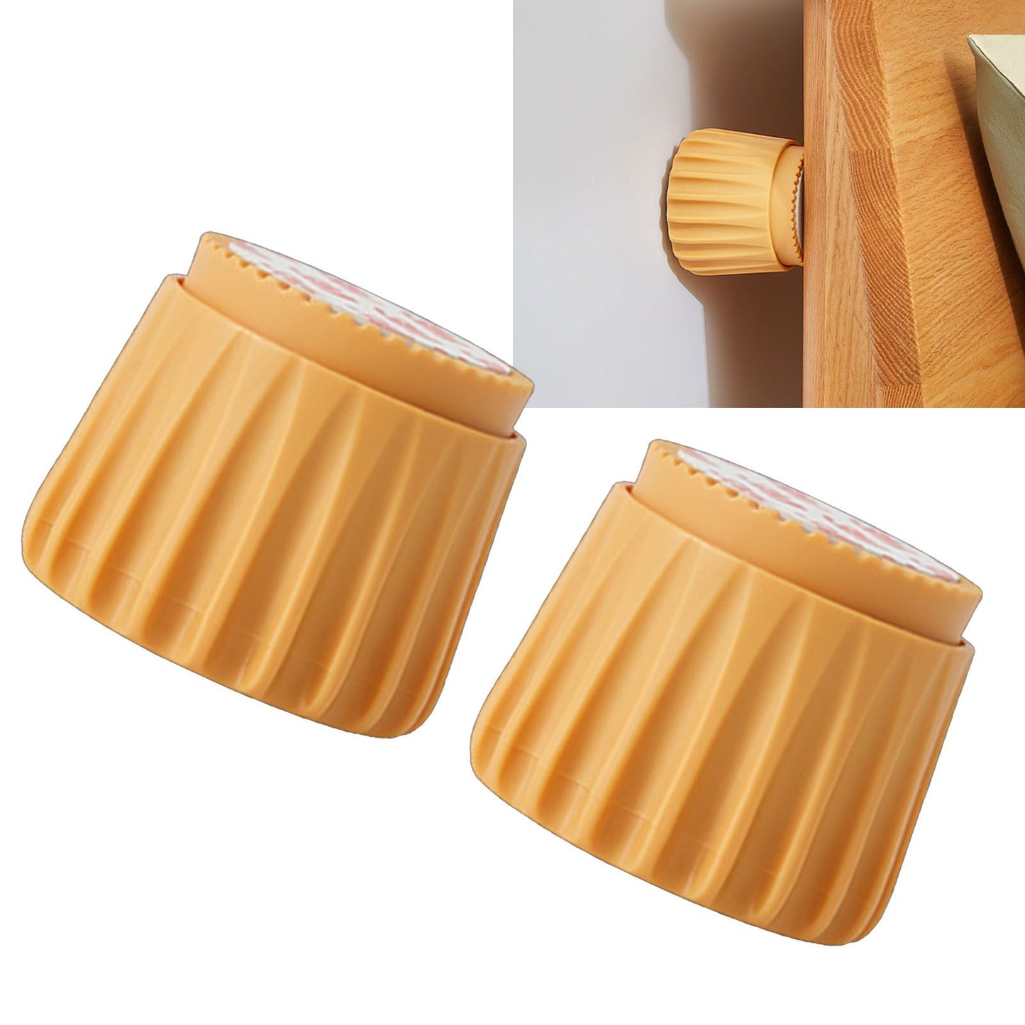 2Pcs Wall Bed Stopper Anti Collision ABS Punch Free Rotatable Mute Bed Anti Shake Tool for Home Yellow Small V1294-YM0512-3116220012011