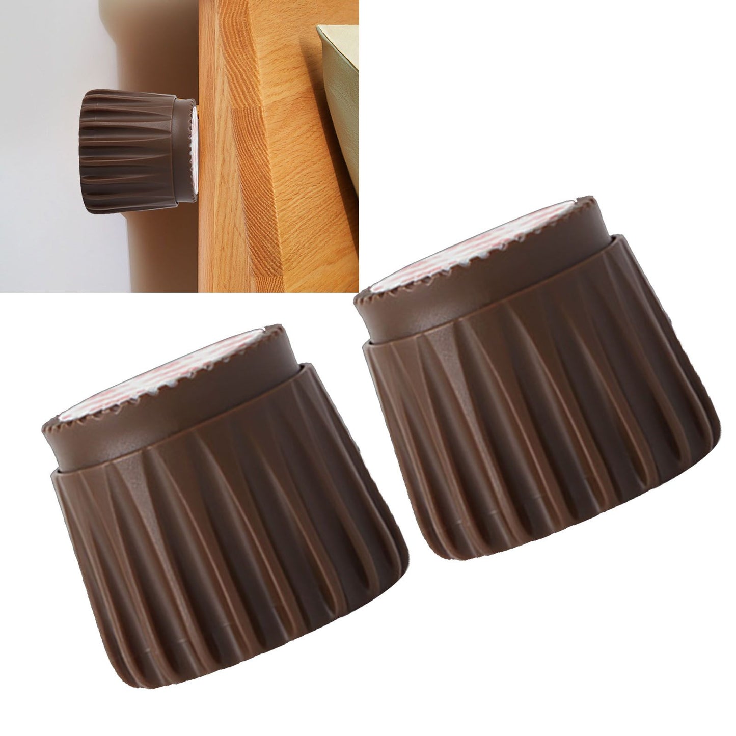 2Pcs Wall Bed Stopper Anti Collision ABS Punch Free Rotatable Mute Bed Anti Shake Tool for Home Brown Small V1294-YM0512-3116220012012