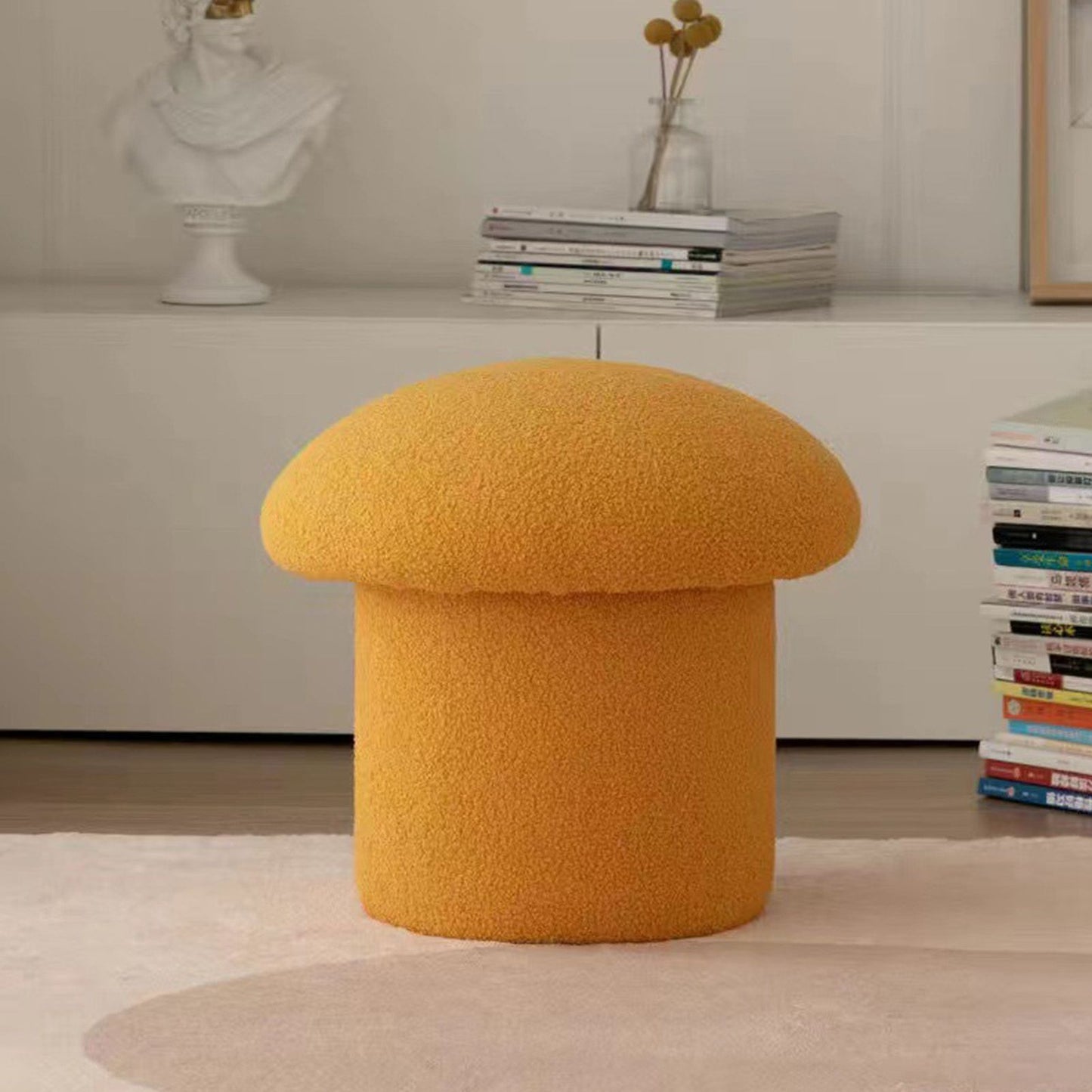 Sofa Bench Simple Modern Elastic Comfortable Soft Round Pine Wooden Foot Stool for Home Decoration Yellow V1294-YM0512-3116220012412