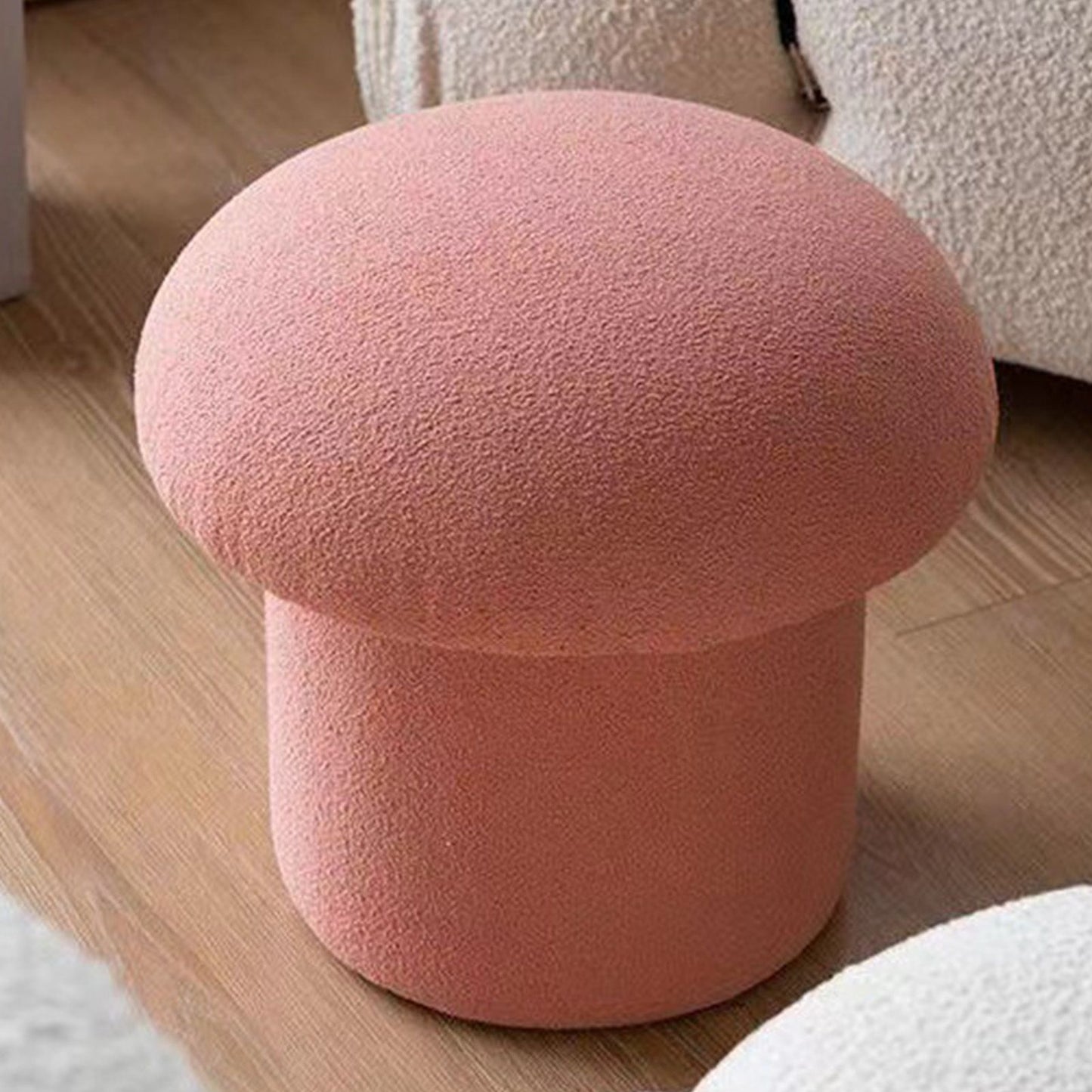 Sofa Bench Simple Modern Elastic Comfortable Soft Round Pine Wooden Foot Stool for Home Decoration Pink V1294-YM0512-3116220012413