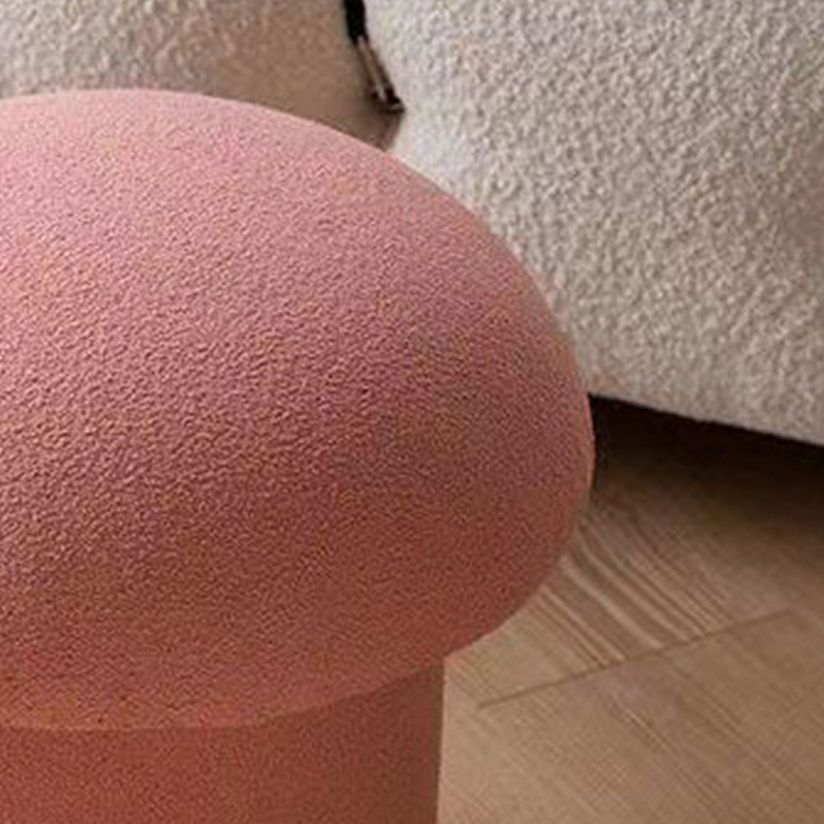 Sofa Bench Simple Modern Elastic Comfortable Soft Round Pine Wooden Foot Stool for Home Decoration Pink V1294-YM0512-3116220012413