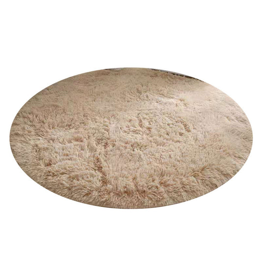 Floor Carpet Polyester Fiber Round Nordic Style Long Plush Soft Shaggy Rug for Home Bedroom Beige V1294-YM0512-3117220237111