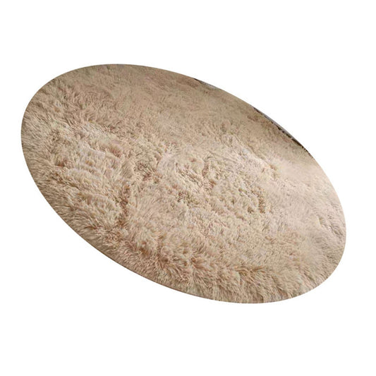 Floor Carpet Polyester Fiber Round Nordic Style Long Plush Soft Shaggy Rug for Home Bedroom Beige V1294-YM0512-3117220237111